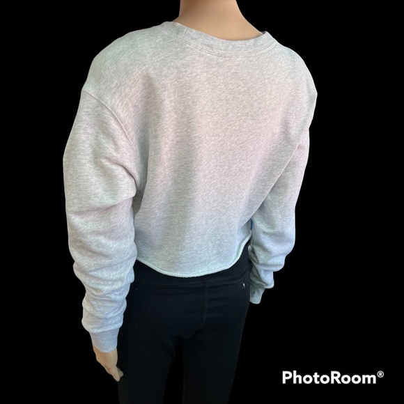 Pink Gray Crop Top Long Sleeve - Picture 3 of 4